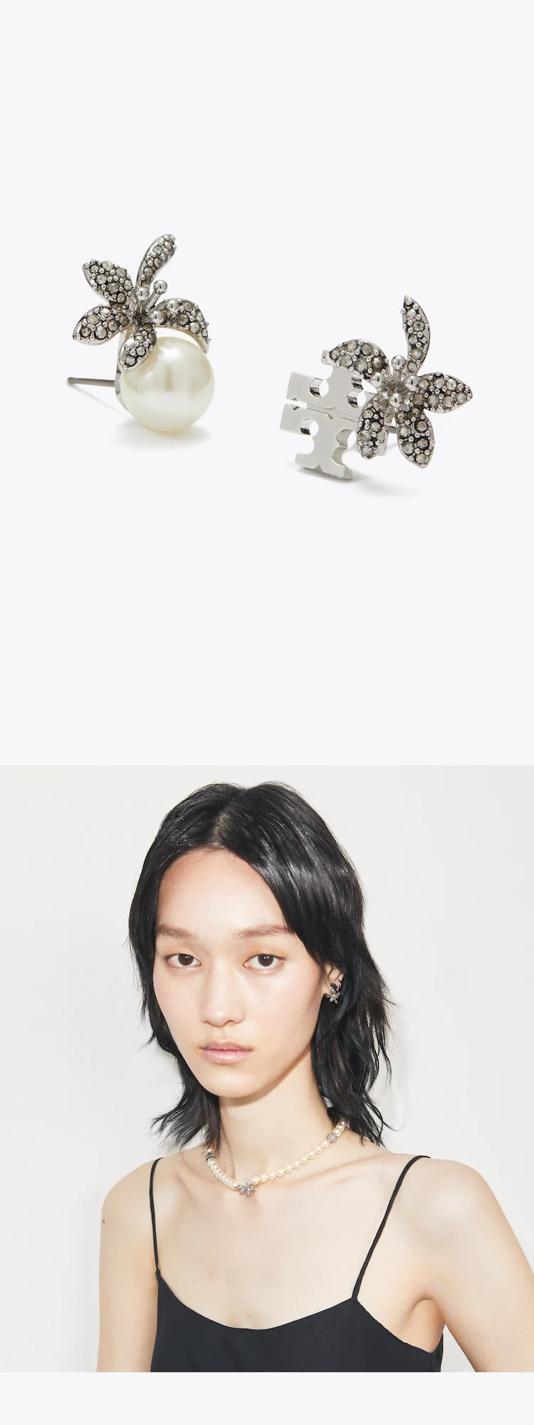 Moondance Pearl And Flower Stud Earrings 상세 1
