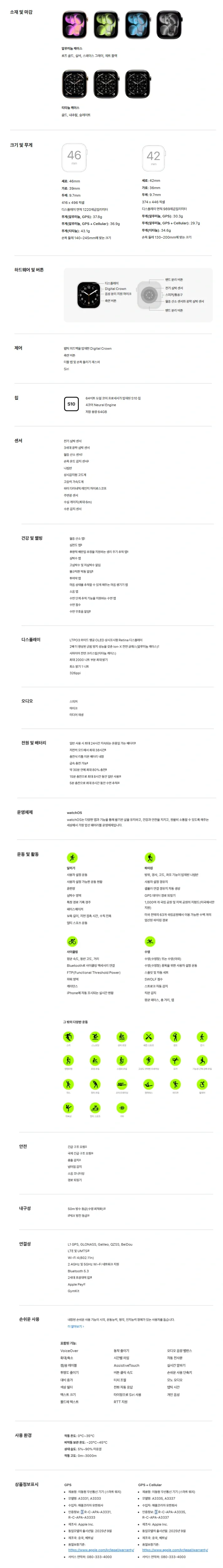 워치 시리즈11 알루미늄 42mm GPS (색상랜덤) 상세 1