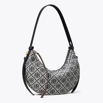 Romy T Monogram Half Moon Bag