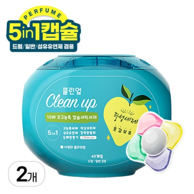 5in1 올인원 10배 고농축 캡슐세탁세제 아로마 플라워향 드럼/일반겸용 40개입 X 2개