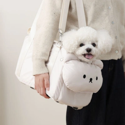강아지 이동가방 애견 카시트 가방 1개 free 아이보리